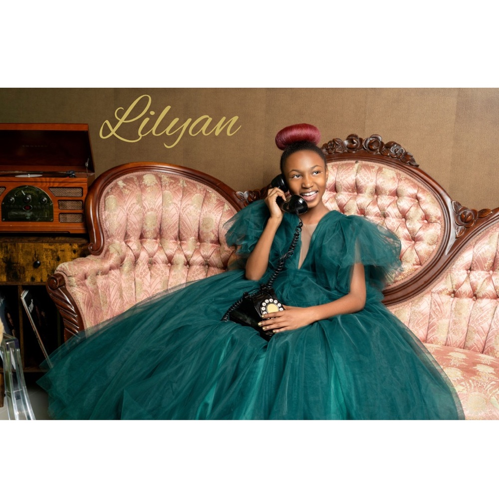 Elegant Emerald Tulle Gown